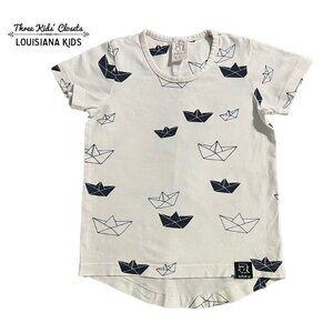 Kukukid Sz 86-92 (2Y) Navy & White Paper Boat Shirt